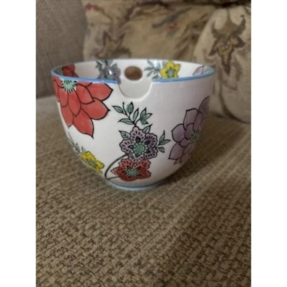 Hand Painted Noodle Rice Bowl‎ w/Built In Chopsticks Holder